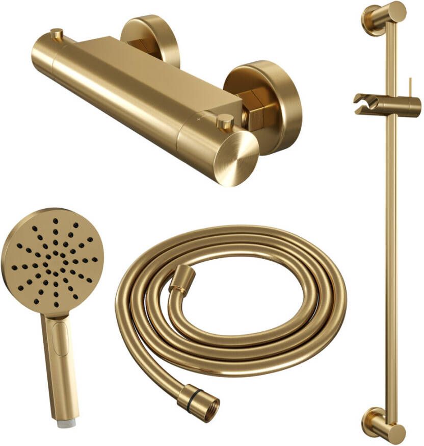 Brauer Gold Edition glijstangset met ronde handdouche goud