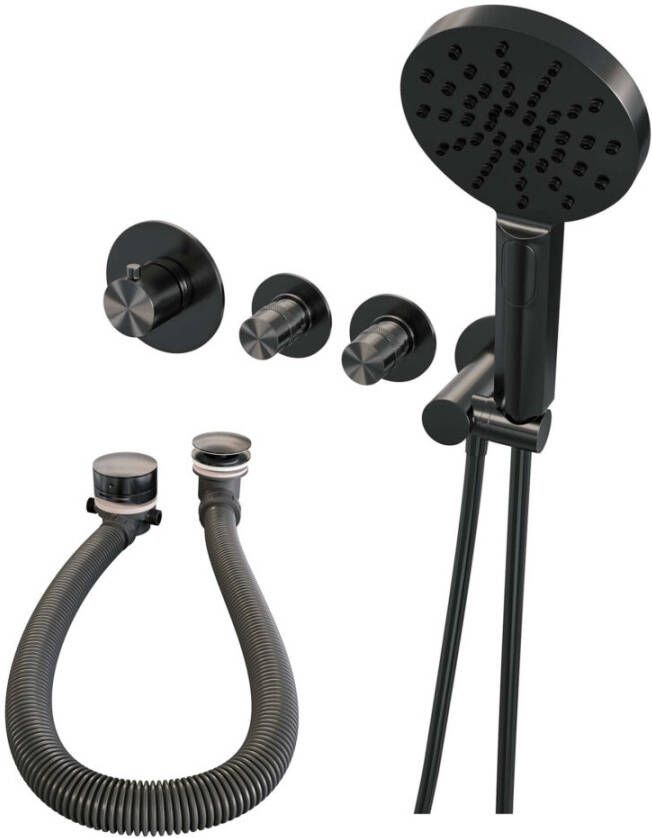Brauer Gunmetal Edition inbouw badkraan met ronde handdouche gunmetal