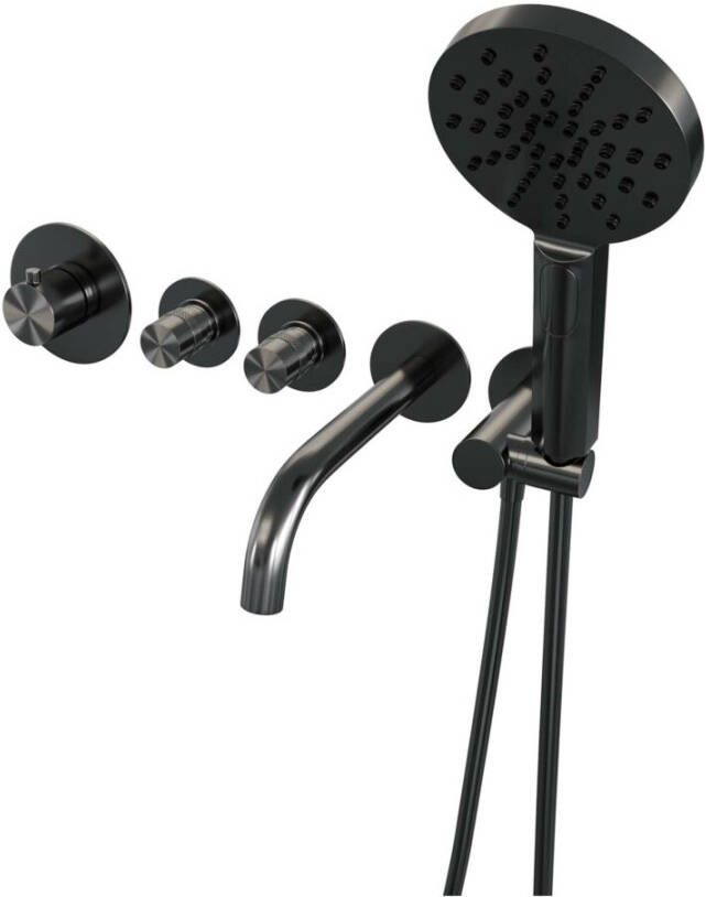 Brauer Gunmetal Edition inbouw badkraan met uitloop en ronde handdouche gunmetal