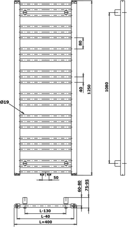 Bruckner Albrecht radiator middenaansluiting 40x125 wit