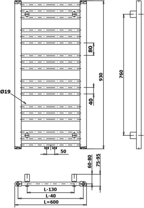 Bruckner Albrecht radiator middenaansluiting 60x93 wit
