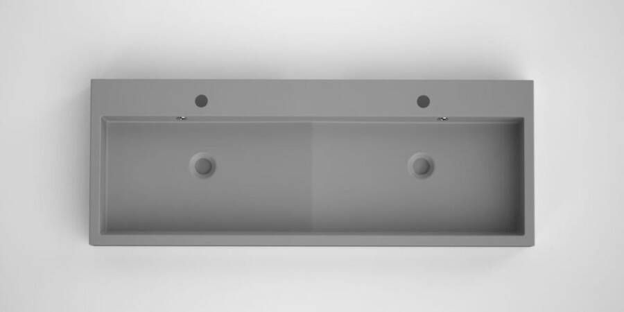 Bruynzeel Bando badkamermeubel met chromen grepen en dubbele grijze wastafel 120 glans wit