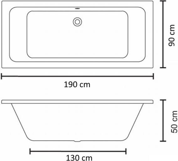 Bruynzeel Plano bubbelbad met WP2 systeem en kleuren verlichting 190x90 wit