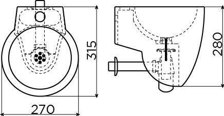 Clou Flush 6 fontein 27cm met kraangat mat zwart keramiek