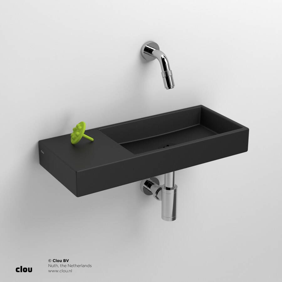 Clou Mini Wash Me fontein 45cm zonder kraangat links mat zwart