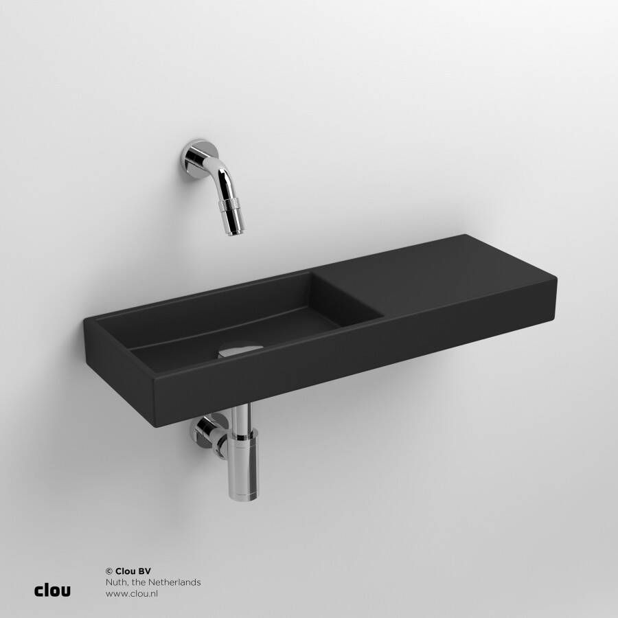 Clou Mini Wash Me fontein 56cm zonder kraangat rechts mat zwart