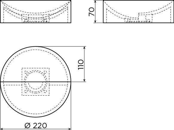 Clou Vale fontein ø22 cm zonder kranenbank glanz. wit keramiek