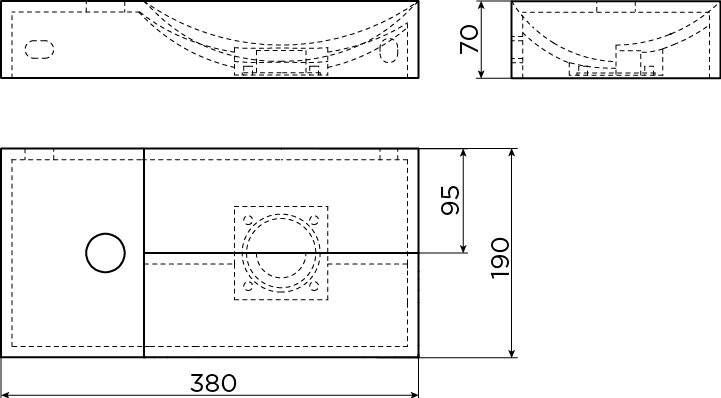 Clou Vale fontein 38 cm met kraangat links mat wit keramiek