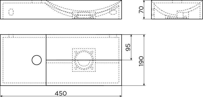 Clou Vale fontein 45 cm met kraangat links mat wit keramiek