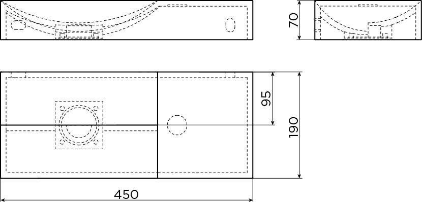 Clou Vale fontein 45 cm zonder kraangat rechts mat wit keram