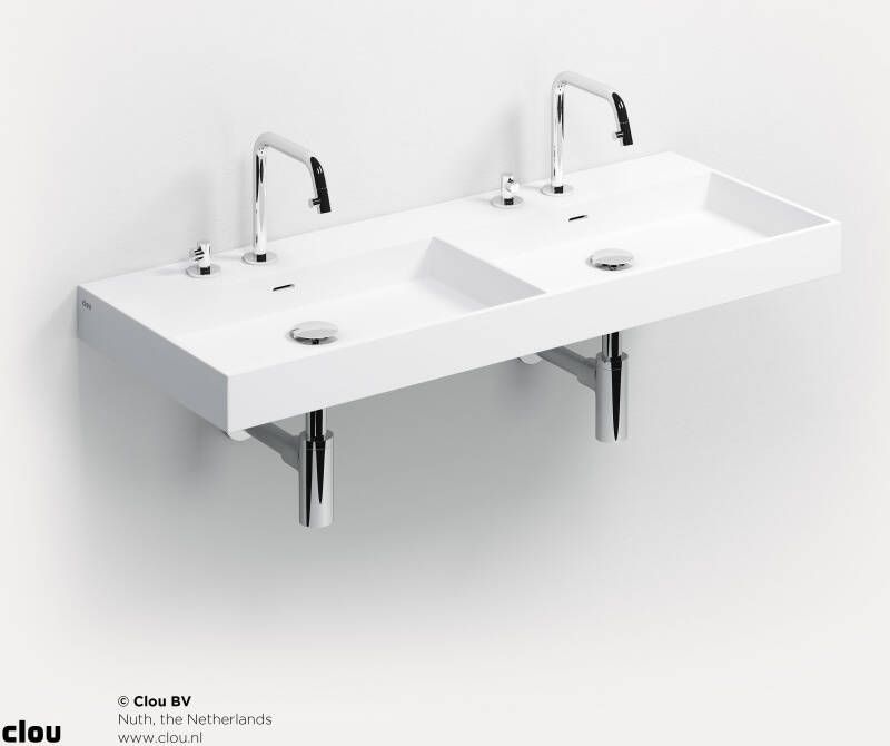 Clou Wash Me dubbele wastafel 110cm zonder plug aluite