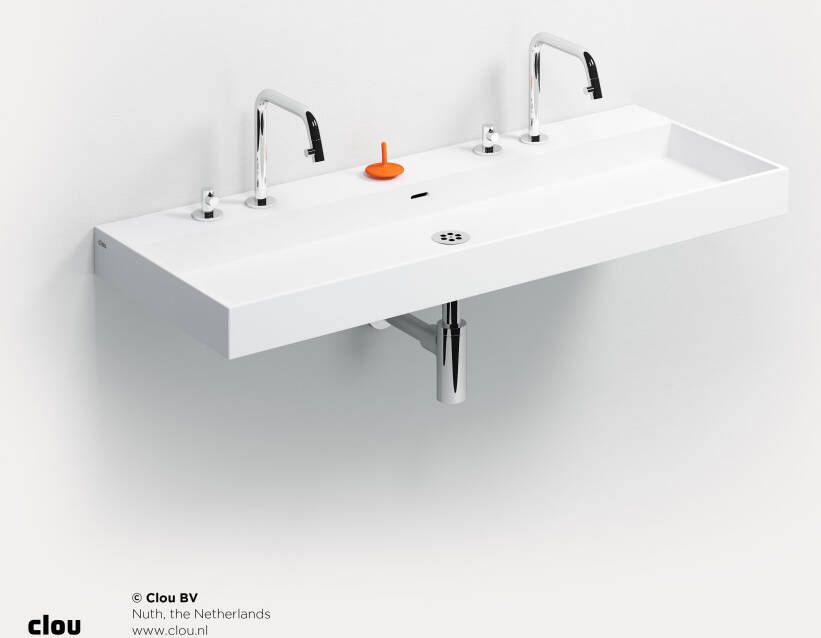 Clou Wash Me wastafel 110cm 7 voorbewerkte kraangaten aluite