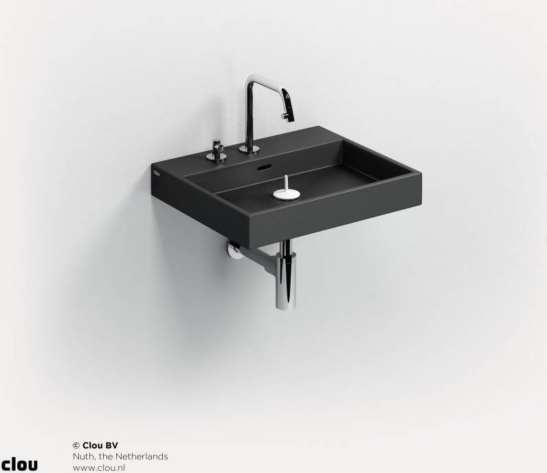 Clou Wash Me wastafel 50cm zonder plug mat zwart keramiek