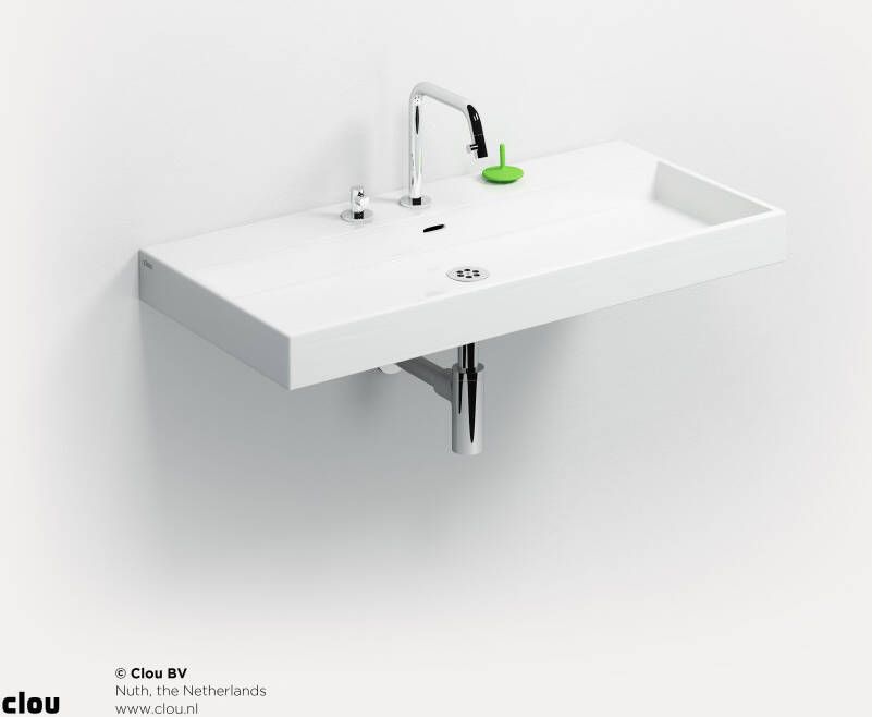 Clou Wash Me wastafel 90cm zonder plug wit keramiek