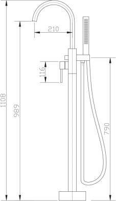 Creavit Aloni vrijstaande badmengkraan mat zwart