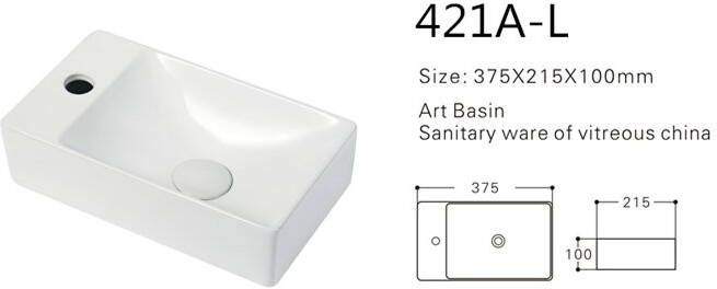 Creavit Aloni wastafel keramische wastafel 38x22 cm glans wit links