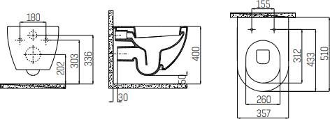 Creavit Freedom hangtoilet met spoelrand mat wit