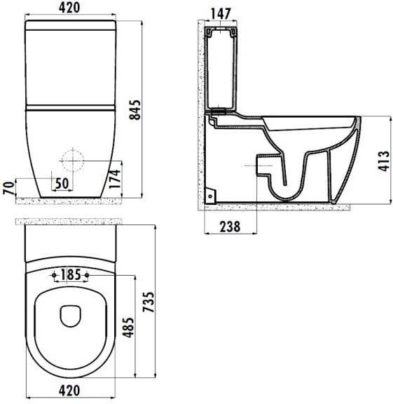 Creavit Grande xxl keramische toiletreservoir wit