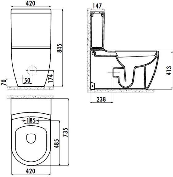 Creavit Grande XXL staand toilet wit