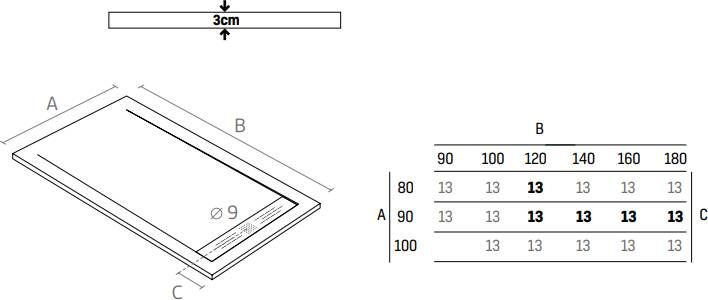 Creavit Veroni Elite Flat douchebak 140x90 grijs