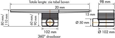 Easydrain Multi Edmi800 inbouwdeel drain 80cm RVS
