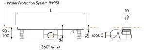 Easydrain XS TAF douchegoot 80 cm. met rooster z1. rvs geborsteld