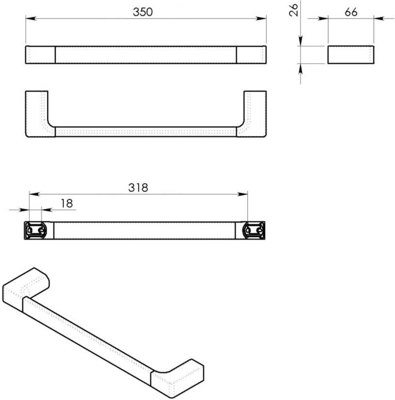 Gedy Pirenei Handdoekhouder 350x66mm chroom