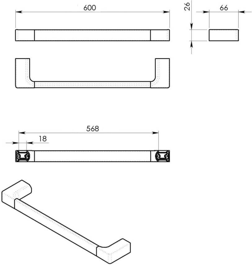 Gedy Pirenei Handdoekhouder 600x66mm chroom