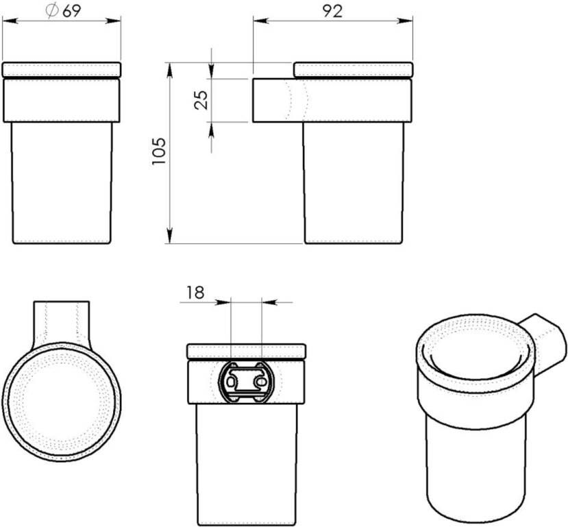 Gedy Pirenei Tandenborstelhouder chroom satijnglas