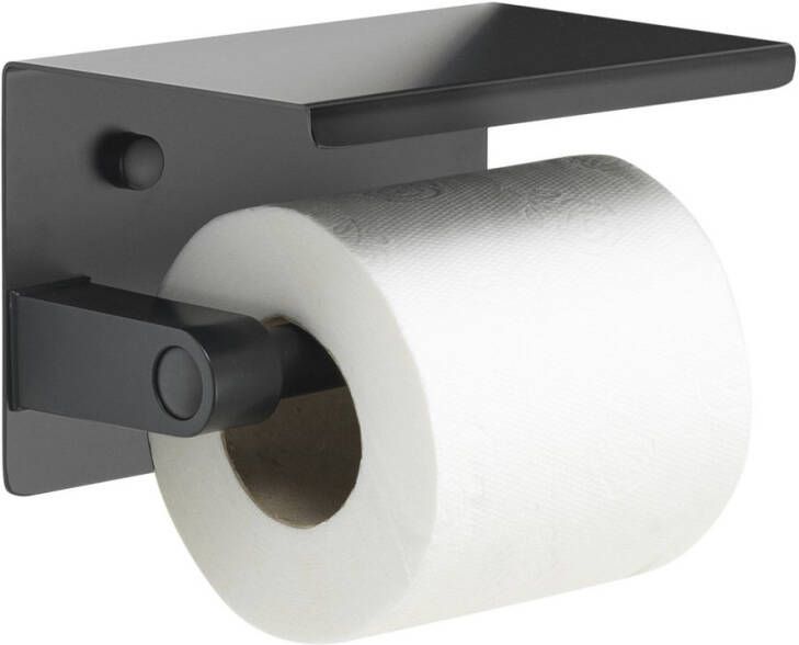 Gedy toiletrolhouder met plankje mat zwart