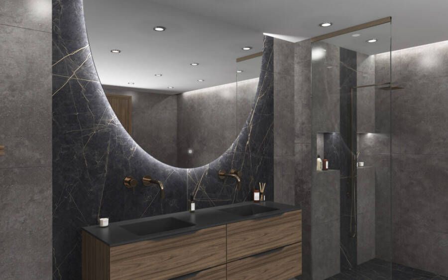 Gliss Design EOS spiegel ronding naar beneden met verlichting 100x120