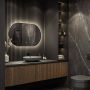 Hipp-Design spiegel ovaal-recht met LED verlichting 120x70 mat zwart - Thumbnail 2