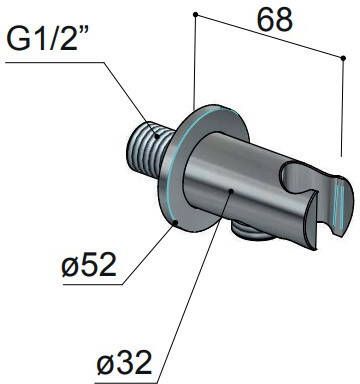 Hotbath Archie AR515 wandsteun voor handdouche met uitlaat RVS 316