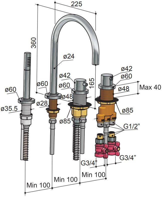 Hotbath Buddy B063 thermostatische badrandcombinatie chroom