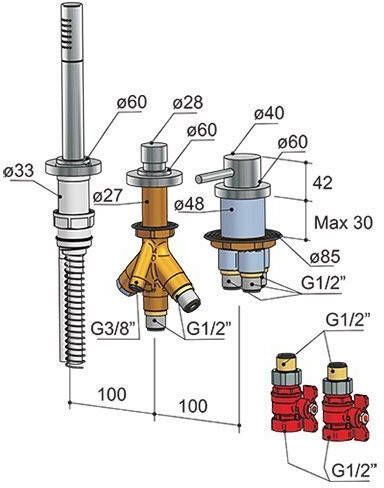 Hotbath Buddy badmengkraan badrandcombinatie 3 gats B075 geborsteld Nikkel