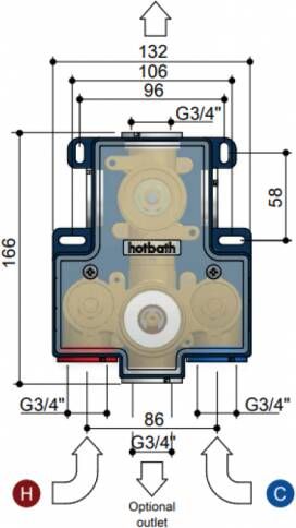 Hotbath Buddy HB013 inbouwbox voor inbouw thermostaat 1 stopkraan