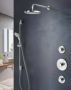 Hotbath Buddy inbouw douche set met 2 stopkranen IBS1 geborsteld nikkel staafdouche plafondbuis 15cm douchekop 30cm (incl. glijstang) - Thumbnail 2