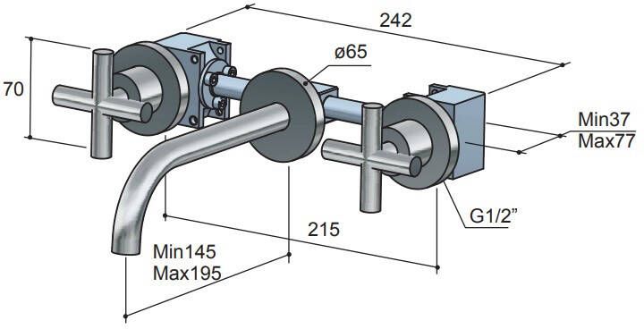 Hotbath Chap C005 inbouw wastafelmengkraan chroom