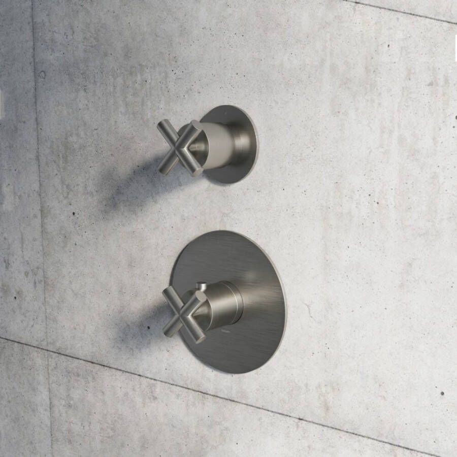 Hotbath Chap C012 inbouw thermostaatkraan 1 stopkraan geborsteld nikkel