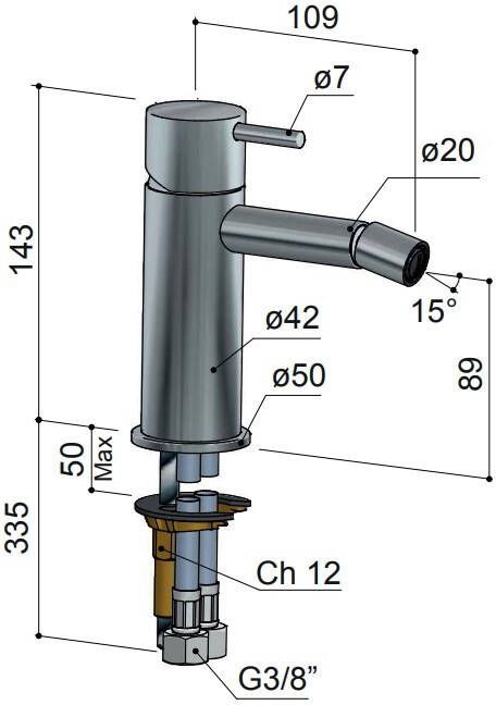 Hotbath Cobber Bidetmengkraan Geborsteld Messing PVD CB018BBP