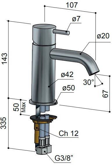 Hotbath Cobber CB003C lage wastafelmengkraan zonder waste verouderd ijzer