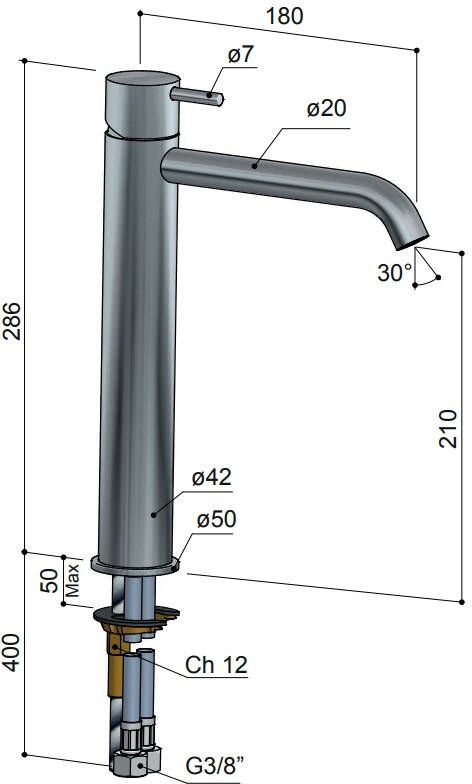 Hotbath Cobber CB003HC wastafelmengkraan zonder waste chroom