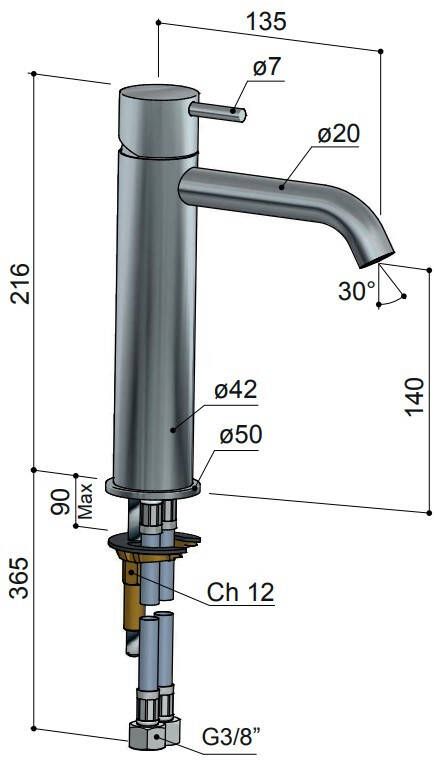 Hotbath Cobber CB003MC wastafelmengkraan zonder waste geborsteld koper PVD