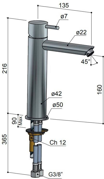 Hotbath Cobber CB003MS wastafelmengkraan zonder waste chroom