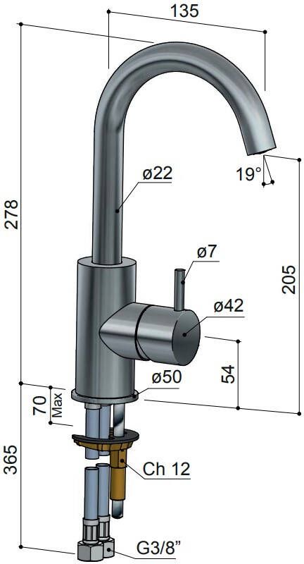 Hotbath Cobber CB004 wastafelmengkraan met draaibare uitloop chroom