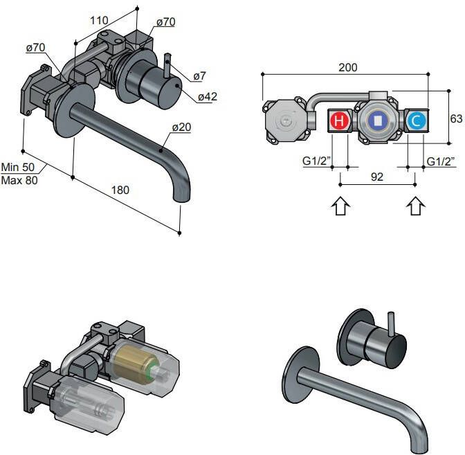 Hotbath Cobber CB105-18 inbouw wastafelmengkraan verouderd messing