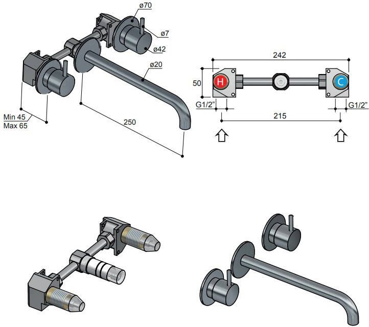 Hotbath Cobber CB005T-25 inbouw wastafelmengkraan gepolijst messing