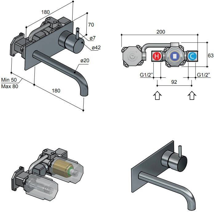 Hotbath Cobber CB006-18 inbouw wastafelmengkraan mat wit