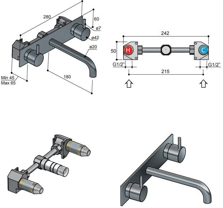 Hotbath Cobber CB006T-18 inbouw wastafelmengkraan chroom