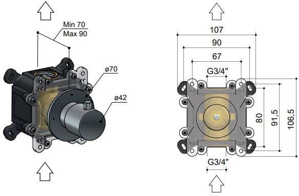 Hotbath Cobber CB010EXT afbouwdeel voor inbouw stopkraan gepolijst messing PVD